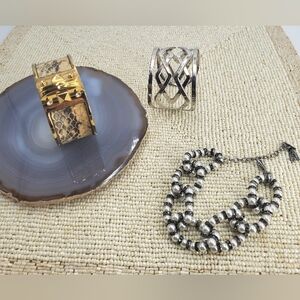 Lot  3 Designers Cuff Bracelets:  Stella & Dot, Lia Sophia and Vera Wang (C40)